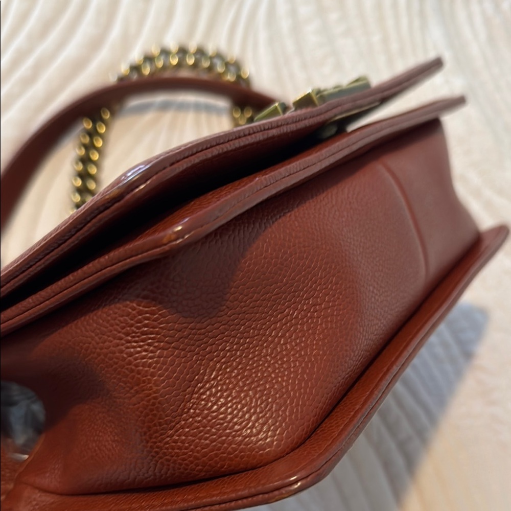 CHANEL Brown (burned orange) and Antique Gold Medium Boy Bad Bag - Picture 5 of 17